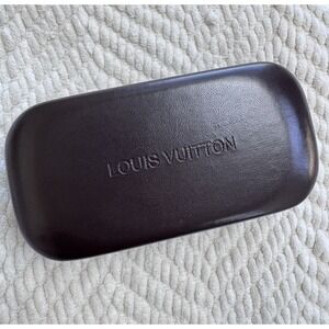 Louis Vuitton Eyeglasses Case Brown Hard Shell Leather Clamshell Sunglasses Case
